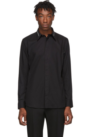 Givenchy: Black Collar Webbing Shirt | SSENSE