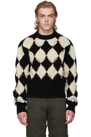 Stefan Cooke: Black & White Slashed Sweater | SSENSE