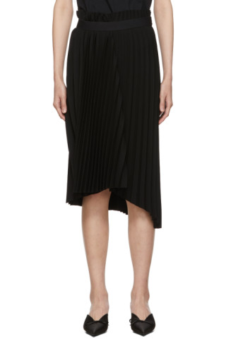 Balenciaga: Black Fancy Pleat Skirt | SSENSE