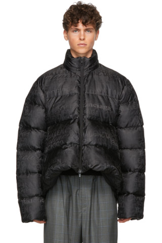 Balenciaga: Black Quilted Technical Faille C-Shape Jacket | SSENSE Canada