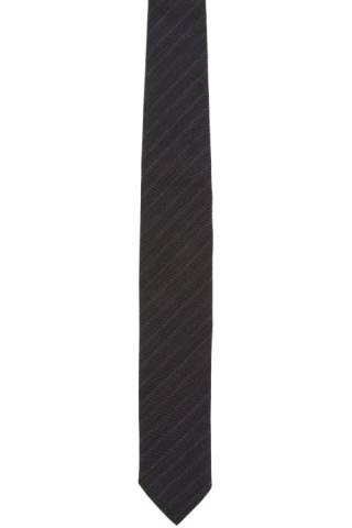 Dries Van Noten: Grey Striped Tie | SSENSE