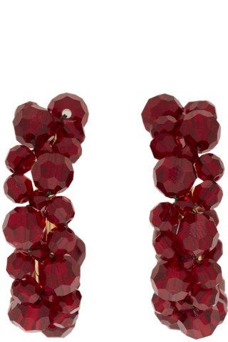 Simone Rocha: Burgundy Small Wiggle Hoop Earrings | SSENSE