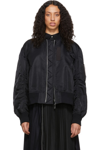 sacai: Black MA-1 Blouson Bomber Jacket | SSENSE