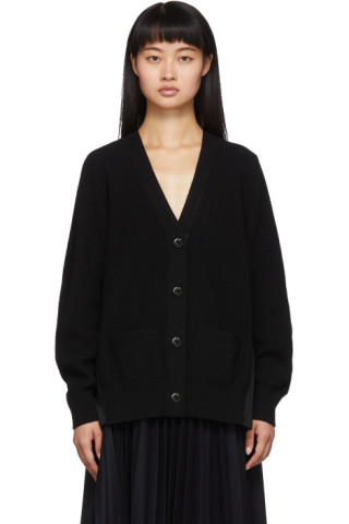 sacai: Black Knit Wool Cardigan | SSENSE