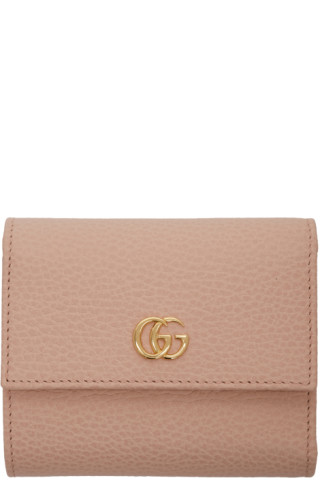 Gucci: Pink Small GG Marmont Trifold Wallet | SSENSE