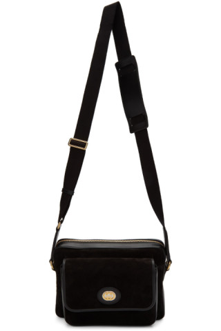 Gucci: Black Suede Messenger Bag | SSENSE