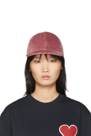 AMI Alexandre Mattiussi: Pink Corduroy Flat Brimmed Cap | SSENSE