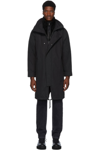 Yves Salomon - Army: Black Merino Shearling Parka | SSENSE