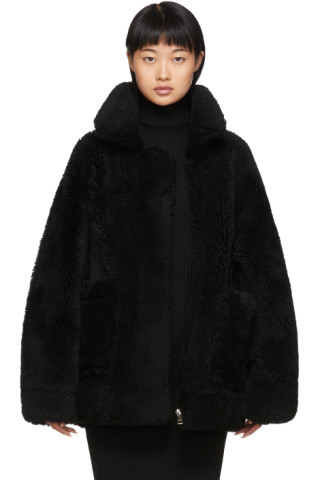 Yves Salomon - Meteo: Black Shearling Coat | SSENSE