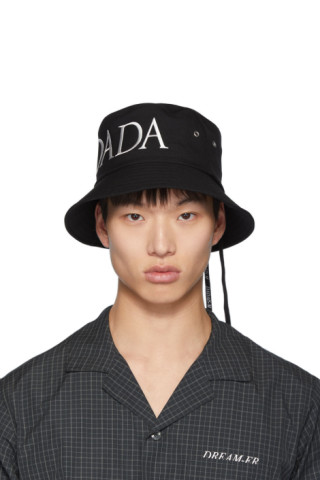 Christian Dada: Black Wool Logo Bucket Hat | SSENSE