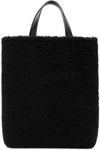 Off-White: Black Shearling Montone Tote | SSENSE