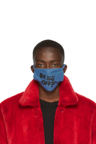 Off-White: Blue Spray Typo Mask | SSENSE