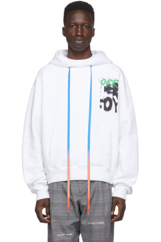 Off-White: White Spray Blurred Over Hoodie | SSENSE