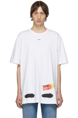 Off-White: SSENSE Exclusive White Incomplete Spray Paint T-Shirt | SSENSE