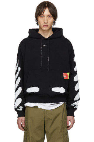 Off-White: SSENSE Exclusive Black Incomplete Spray Paint Hoodie | SSENSE