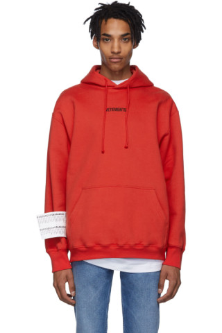 VETEMENTS: Red Logo Hoodie | SSENSE