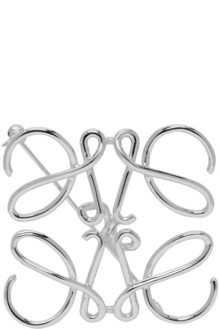 Loewe: Silver Anagram Brooch | SSENSE UK