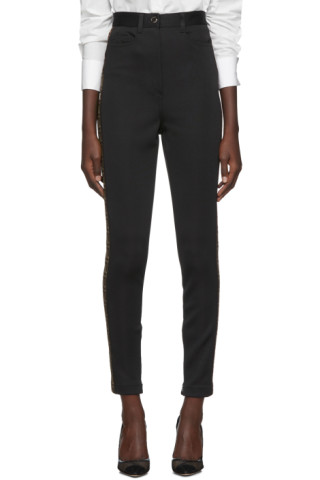 Fendi: Black FF Logo Band Trousers | SSENSE