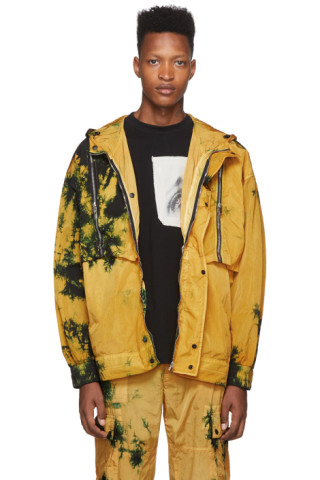 Palm Angels: Yellow Tie-Dye Windbreaker Jacket | SSENSE