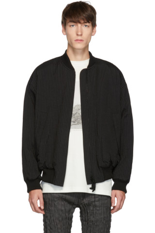 Song for the Mute: Black Seersucker Bomber Jacket | SSENSE