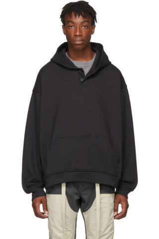 Fear of God: Black Everyday Henley Hoodie | SSENSE