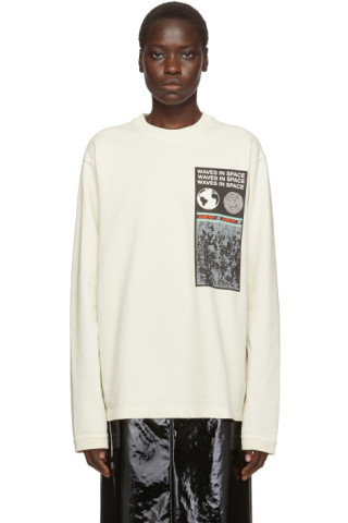 AMBUSH: White Visitor Long Sleeve T-Shirt | SSENSE Canada