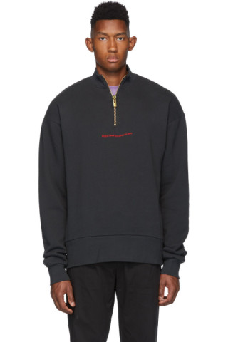 Han Kjobenhavn: Black Half-Zip Sweatshirt | SSENSE UK