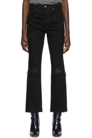 AMIRI: Black Cropped Straight Thrasher Minimal Jeans | SSENSE
