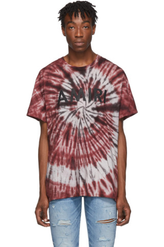 AMIRI: Burgundy Tie-Dye Logo T-Shirt | SSENSE