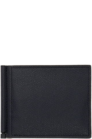 Valextra: Navy Simple Grip Wallet | SSENSE