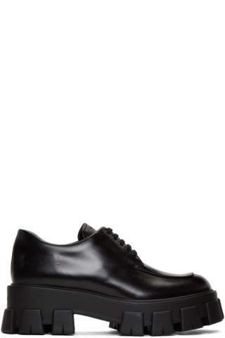 Prada: Black Platform Creeper Derbys | SSENSE