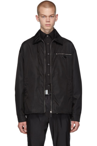 Prada: Black Nylon Gabardine Jacket | SSENSE