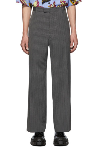 Prada: Grey Mohair Classic Trousers | SSENSE