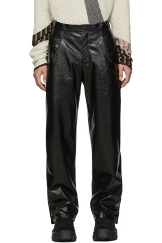 Kiko Kostadinov: Black Leather Irene Trousers | SSENSE