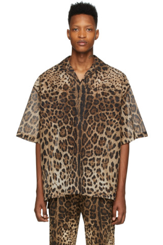 Dolce & Gabbana: Brown Ripstop Leopard Shirt | SSENSE