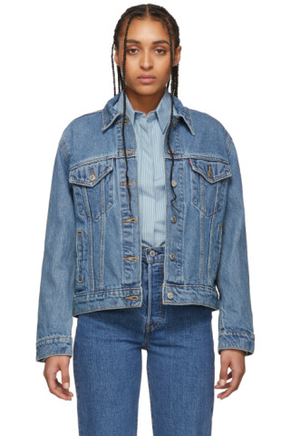 Levi's: Blue Denim Ex-Boyfriend Trucker Jacket | SSENSE