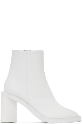White Square Toe Boots by Acne Studios 