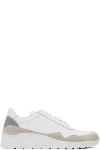 Common Projects: White & Grey Cross Trainer Sneakers | SSENSE