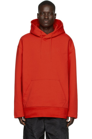 Y-3: Red Classic Chest Logo Hoodie | SSENSE