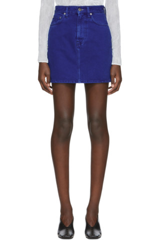 Helmut Lang: Blue Denim Miniskirt | SSENSE