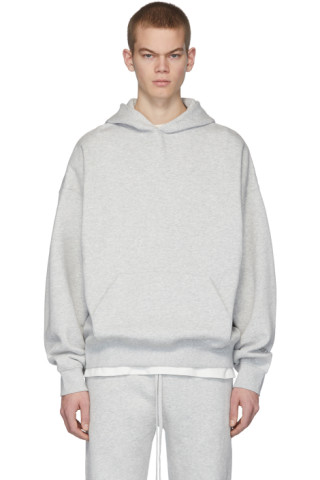 Essentials: Grey Fleece Hoodie | SSENSE