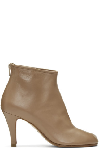 Maison Margiela: Tan Stiletto Tabi Boots | SSENSE