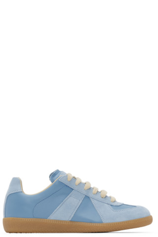 Maison Margiela: Blue Replica Sneakers | SSENSE