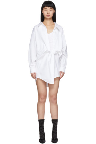 Alexander Wang: White Falling Twist Shirt Dress | SSENSE