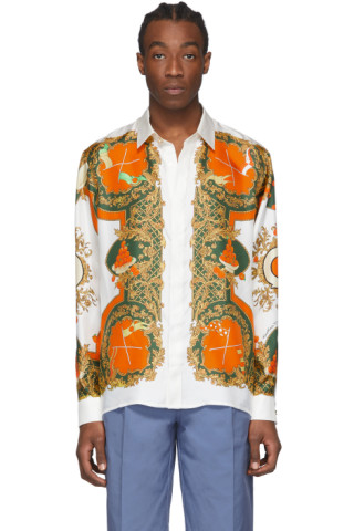 Casablanca: White Silk 'Les Oranges' Shirt | SSENSE
