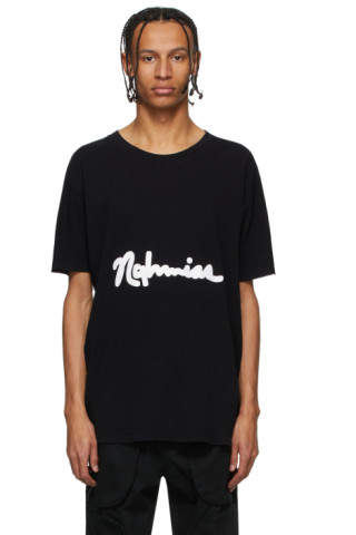 Nahmias: Black Scripted Logo T-Shirt | SSENSE