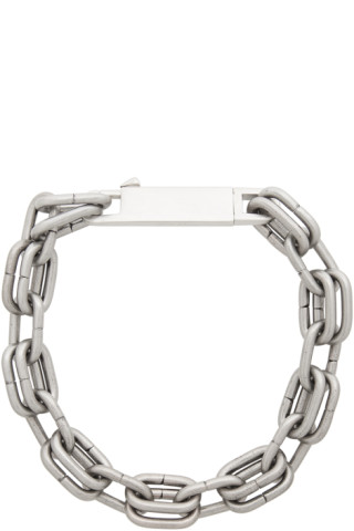 Rick Owens: Silver Double Link Choker Necklace | SSENSE