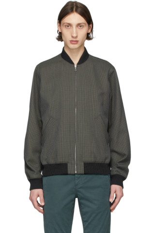 A.P.C.: Green Check Gaston Bomber Jacket | SSENSE