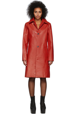 Mowalola: Red Leather Stroke Coat | SSENSE