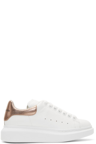 alexander mcqueen white & rose gold oversized sneakers